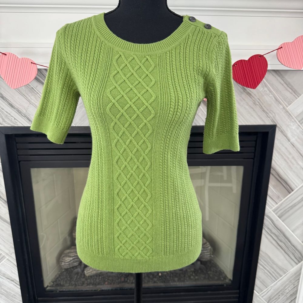 Banana Republic Green Cable Knit Sweater